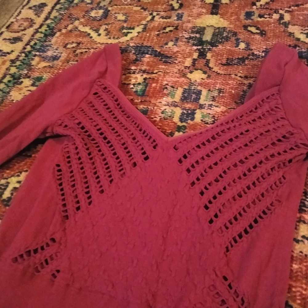 Free People Spandex Dress Stretchy Maroon Red